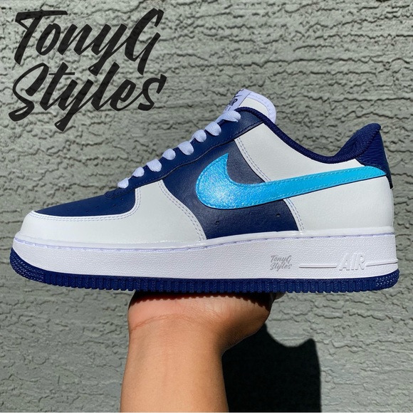 🔷NEW🔷 CUSTOM NIKE AIR FORCE 1 LOW “BLUE GEM“ - Picture 1 of 16